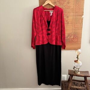 Vintage Dragon Brocade 80s Maxi Dress